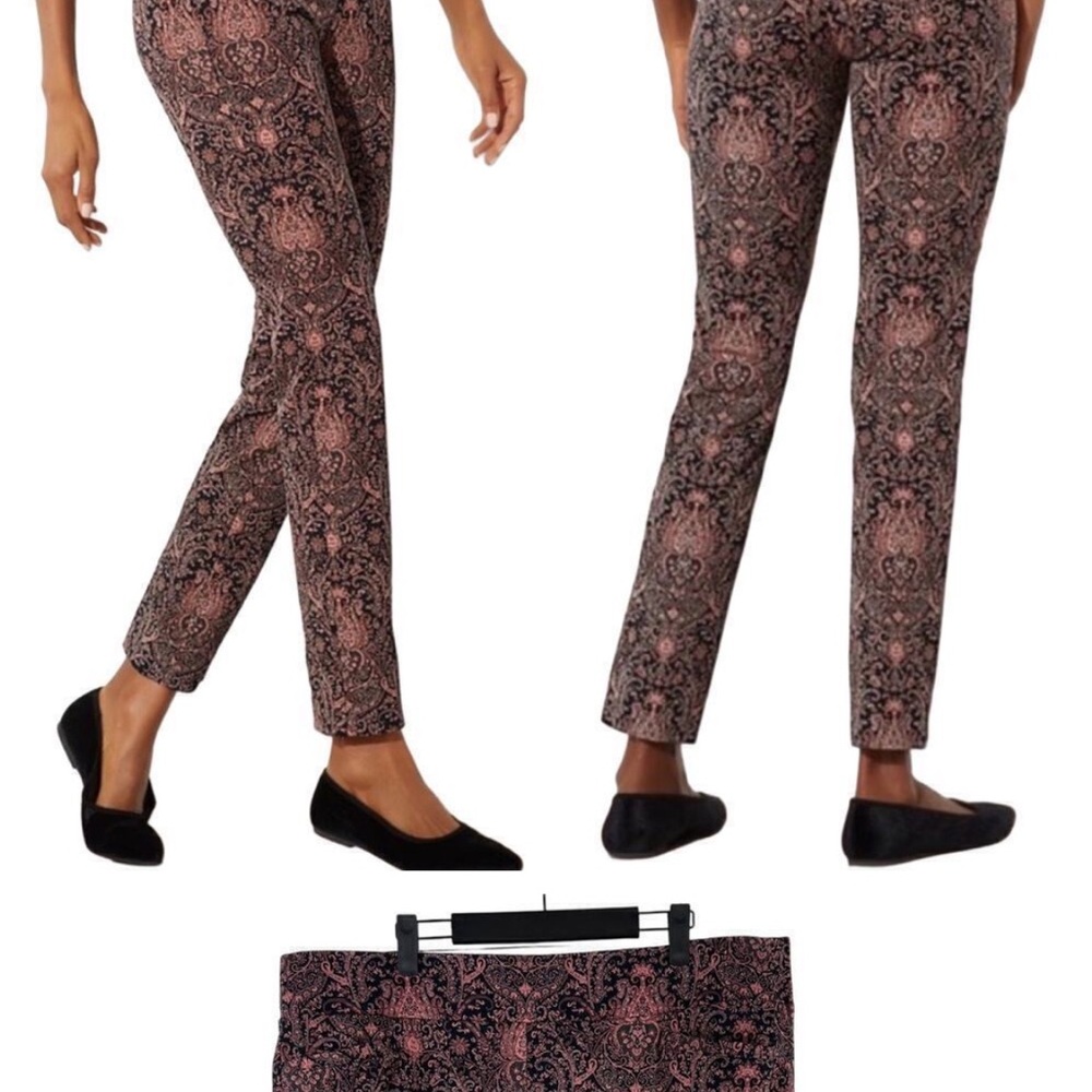 Soft Surroundings Chic Black and Pink Patterned Women's Cropped Pants SZ Medium - Picture 2 of 13